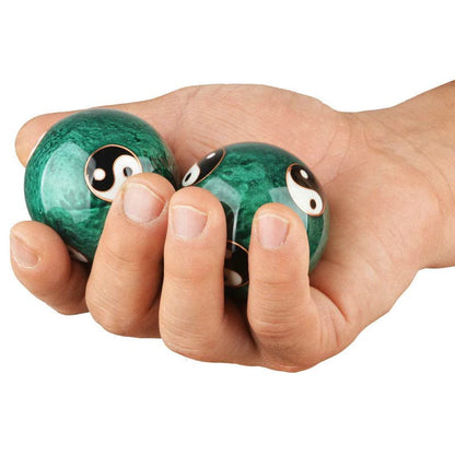 JapanBargain 3298, Chinese Baoding Balls Hand Exercise Therapy Balls Stress Reliefe Balls, Taichi Pattern, Green Color - color: Green
