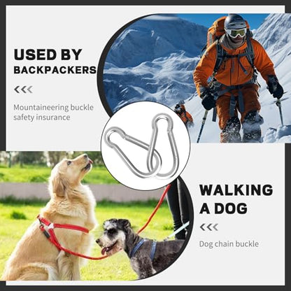 Heavy Duty Spring Snap Hook Carabiners, Galvanized Steel Quick Links, Spring Clips in Black & Silver, Multiple Sizes: 1.6Inch/2Inch/2.4Inch/3Inch/4Inch, for Swing Hammock Camping Keychain Outdoor - size: M8-50PCS, style: Silver