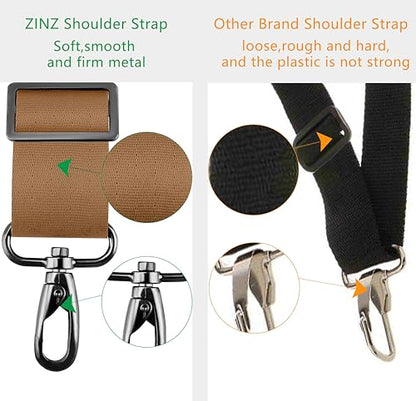 ZINZ Shoulder Strap 58" Ultra-Thick Fixed Padded and Adjustable Buckles Crossbody Strap for Briefcase Laptop Bag Luggage - color: Khaki