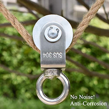 Pulley Wheel with 2 Bearing, Cable Pully Shoulder Pulley Block Heavy Duty for Washing Line/Rope Loading 880lb/400Kg - size: 107mm Snap