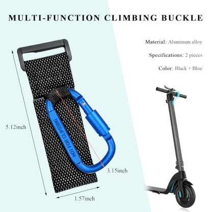 2PCS Hook for Hanging Helmet Goggle Headsets Bags, Heavy Duty Carabiner Clip, Adjustable Strap Hook for Scooter (Blue) - color: Blue