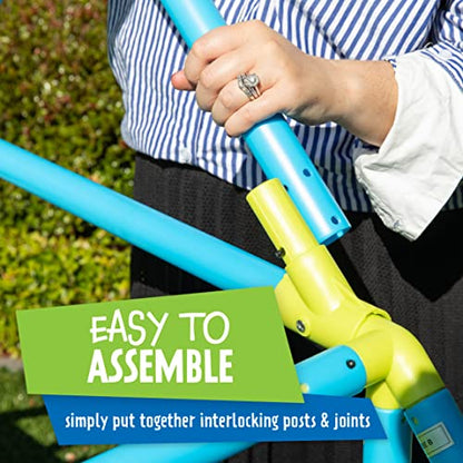 Eezy Peezy Mega Pyramid Monkey Bars Climbing Tower Active Outdoor Fun for Kids Ages 3 to 8 Years Old, Blue/Green - color: Blue/Green