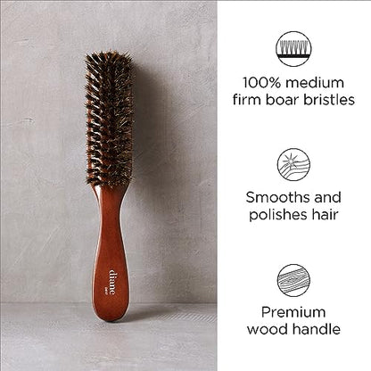 Diane Premium 100% Boar Bristle Styling Brush for Men and Barbers – Medium Bristles for Thick Coarse Hair – Use for Detangling, Smoothing, Wave Styles, Soft on Scalp, Restore Shine and Texture - style: 7 Row Styling