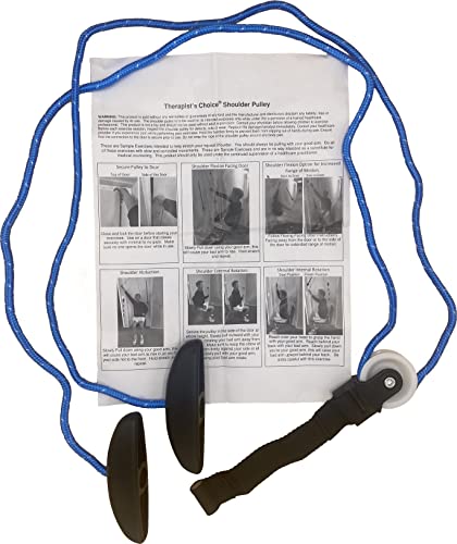 Therapist’s Choice® Shoulder Pulley, Over The Door, with Patient Guide. Aids Recovery and Rehabilitation of Shoulder, Rotator Cuff, Shoulder Pain, Frozen Shoulder, Pain Free Range of Motion (Blue) - color: Blue