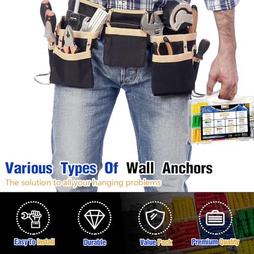 312Pcs Drywall Anchors Screws Kit,11 Sizes with Bit for Wall Mount