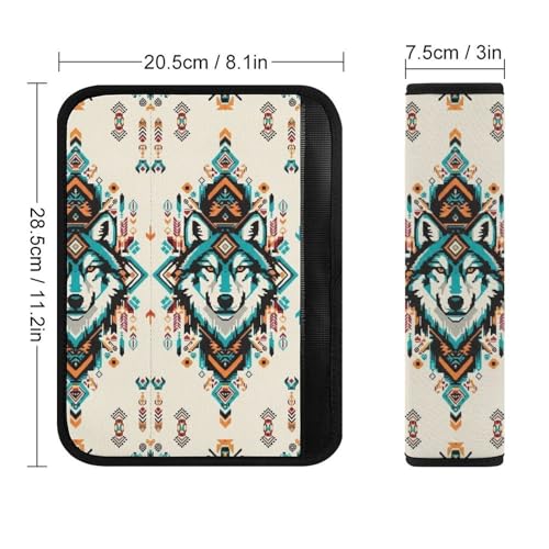 Universal Fit Aztec Navajo Wolf Seat Belt Shoulder Pad for Adult Use, Most Cars, 1 Pair Harness Pads Strap Anti-Slip Pad - color: Pattern 782