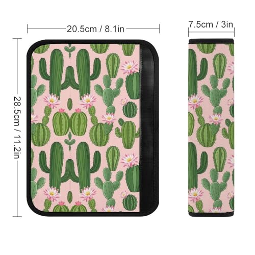 2 Pack Breathable Car Seat Straps Shoulder Pads for Elderly Support, All Vehicles, Pink Flowers Cactus Seat Belt Cushion, Neck and Shoulder Support - color: Pattern 300