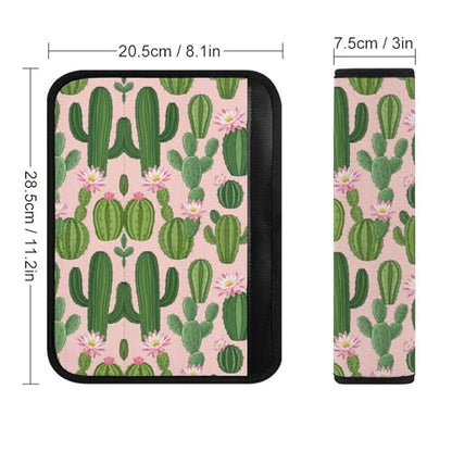 2 Pack Breathable Car Seat Straps Shoulder Pads for Elderly Support, All Vehicles, Pink Flowers Cactus Seat Belt Cushion, Neck and Shoulder Support - color: Pattern 300