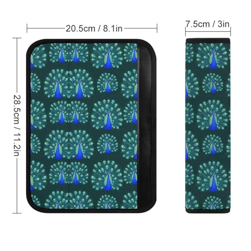 2 Pack Teal Cute Animal Peacock Feather Seat Belt Cover Universal Fit Seat Belt Cushion for Kids, Stroller Pushchair High Chair, Neck and Shoulder Support - color: Pattern 17