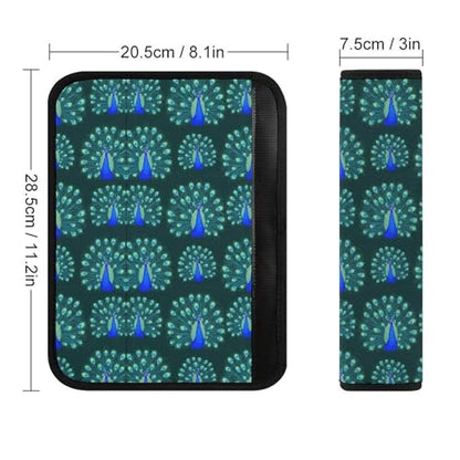 2 Pack Teal Cute Animal Peacock Feather Seat Belt Cover Universal Fit Seat Belt Cushion for Kids, Stroller Pushchair High Chair, Neck and Shoulder Support - color: Pattern 17