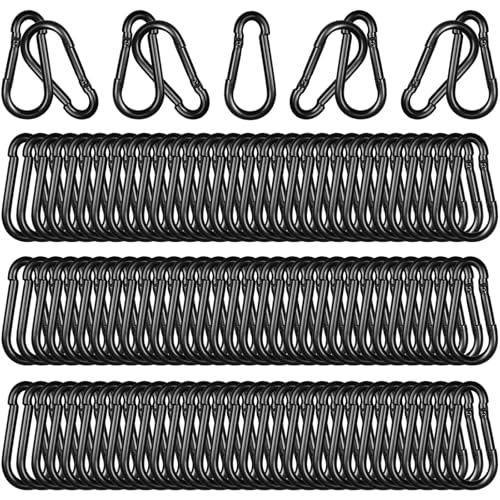 Heavy Duty Spring Snap Hook Carabiners, Galvanized Steel Quick Links, Spring Clips in Black & Silver, Multiple Sizes: 1.6Inch/2Inch/2.4Inch/3Inch/4Inch, for Swing Hammock Camping Keychain Outdoor - size: M5-120PCS, style: Black