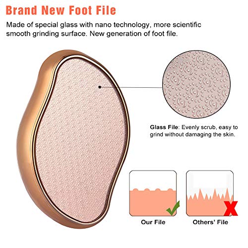 BEZOX Glass Foot File Callus Remover, Crystal Pedicure Foot Scrubber for Travel Use, Portable Handheld Sized Foot Scraper for Cracked Heel - Shinning Golden - style: Shinning Golden