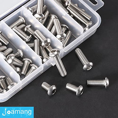 M5 x 8mm 12mm 16mm 20mm 25mm Button Head Socket Cap Screws Bolts, Stainless Steel 304, Metric Allen Hex Drive, Bright Finish, Fully Threaded, Assortment Kit 50PCS - size: Button M5x8-25 mm
