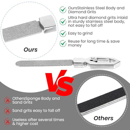 Ymapinc 2-Pack Small Nail Files Stainless Steel - Double Sided Metal Nail File for Women & Men with PU Case