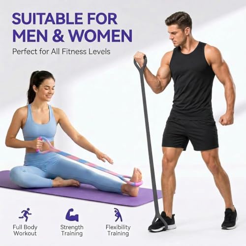 Figure 8 Resistance Band with Handles, Elastic Bands for Working Out,Arm,Back,Shoulder Training Elastic Ropes - color: Colorful & Gray