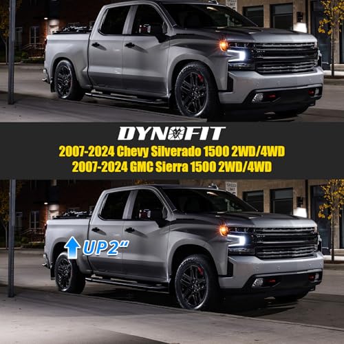 dynofit 2" Rear Lift Block Compatible with Chevy Silverado 1500 Sierra 1500 2007-2024, 2 inch Leveling Lift Blocks and Square Leaf Spring Ubolt Set Compatible with Chevy GMC Pickup Suspension - size: 2inch rear