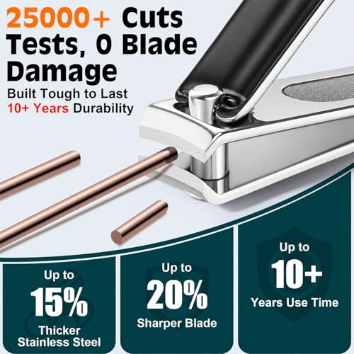 Nail Clippers Set, Fingernail and Toenail Clipper Cutters Kit | Ultra Sharp All-IN-ONE Kit: 15% Thicker Premium Sturdy Podiatrist Toe Nail Care Tools. Perfect Grooming Gifts with Case - color: Jet Black, size: 3-Pack