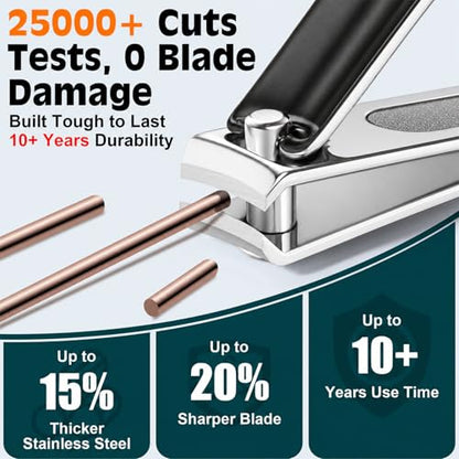 Nail Clippers Set, Fingernail and Toenail Clipper Cutters Kit | Ultra Sharp All-IN-ONE Kit: 15% Thicker Premium Sturdy Podiatrist Toe Nail Care Tools. Perfect Grooming Gifts with Case - color: Jet Black, size: 3-Pack