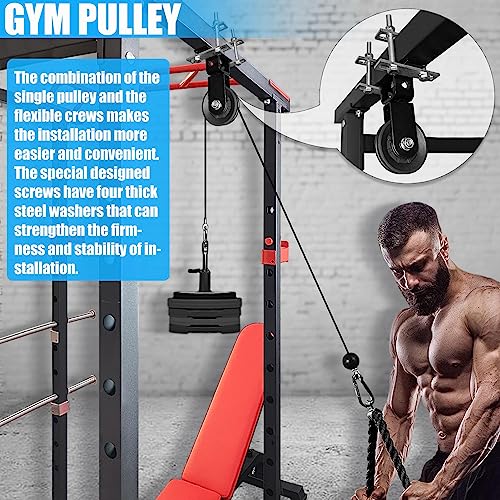 Power Rack Pulley Attachment, LAT Pulldown Machine - Cable & Weight Dual Pulley System for Home Gym Strength Training, Power Racks - color: Style 4