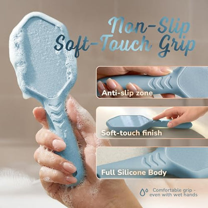 SILKLE Nano Glass Foot File - Foot Callus Remover for Feet & Foot Scrubber | Silicone Grip for Non-Slip Control - Foot Scrubber for Dead Skin, Heel Scraper for Cracked Heels & Foot Exfoliator - Blue - style: Blue