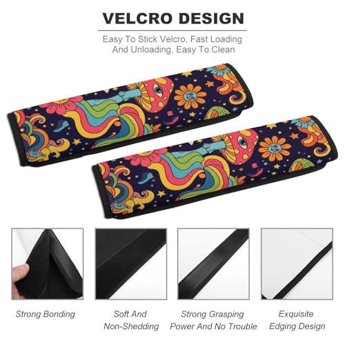 2PCS Breathable Seat Belt Cover for Adults and Children, Most Cars, Flower Trippy Flowers Eye Shoulder Harness Cover, Shock Absorption - color: Pattern 808