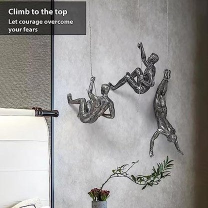 Set Of 2 Climbing Man Wall Art Decor Rock Climbing Men Figures Wall Hanging Design Gifts 3D Wall Art Outdoor Mountain Decoration Signage Cool Man Cave Stuff Wall Walking Western Sculpture
