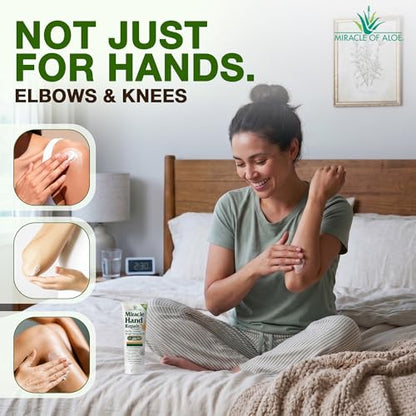Miracle Aloe Hand Cream For Dry Cracked Hands, 4 Oz, 60% Aloe Vera, 2 Pack | Hand Repair Cream, Non Greasy Fast Absorbing Moisturizer, Working Hands Lotion For Extremely Dry Skin, Travel Size, Elbows - size: 4 Ounce (Pack of 2)
