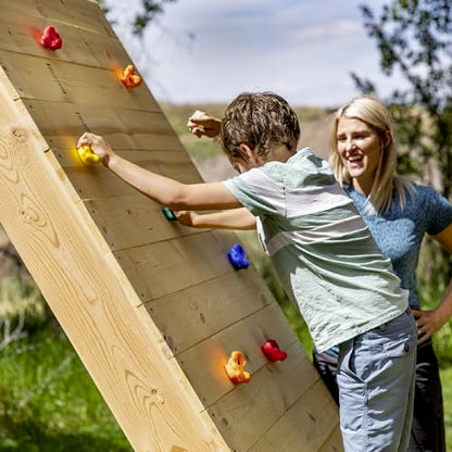 Squirrel Products Rock Climbing Holds for Kids, Deluxe Extra Large Climbing Rocks with Mounting Hardware - DIY Rock Wall Indoor & Outdoor Playground Accessories Wall Climbing Kit - Ages 3+ - style: 20 Pack with Patented Safety Plugs