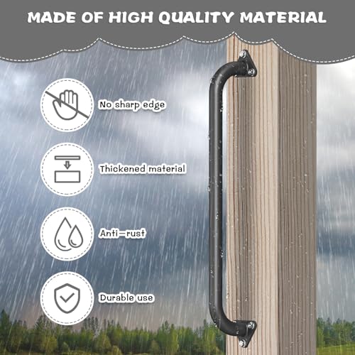 SELEWARE 42" Black Metal Playground Handles Playset Grab Bars Ladder Handle | 500LB 2Pcs Heavy Duty Steel Kids Playground Handles for Indoor/Outdoor Ladder Handrail Swing Set Treehouse Rock Climbing Wall - color: E: 42"-2 Pcs-black