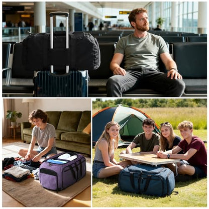 MIER Packable Travel Duffle Bag with Shoe Compartment, 80L, Black | Foldable Weekender Duffel; Multi-Pockets; Adjustable Shoulder Strap; Luggage Sleeve; Travel, Sports, Camping, Gym - color: Black, size: 80L