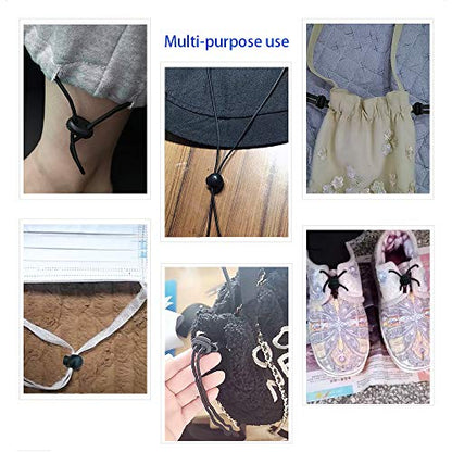 42 Pcs Cord Locks End Spring Toggle Stopper Zipper Pull Ends Fastener Buttons with 18 Yard Elastic Bungee Cord Stretch String for Drawstring, Shoelaces, Pants, Backpack, Bags, Luggage, DIY Crafting