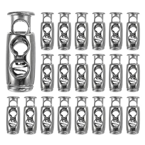 PATIKIL Plastic Spring Cord Lock, Ellipse Elastic Toggle Stop Slider Clamp Adjuster Fastener for Drawstring Shoelaces - color: Black