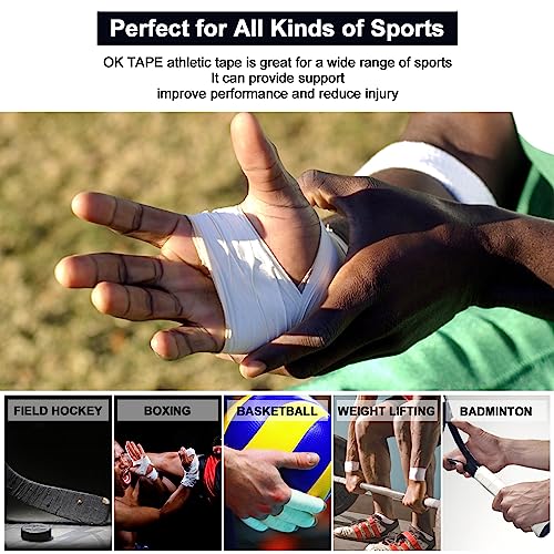OK TAPE Athletic Sports Tape Bulk 32 Rolls 480yds White | for Athlete & Sport Trainers & First Aid Injury Wrap, Perfect for Fingers Ankles Wrist on Bat, Hockey Stick - size: 1.5" x 15yards - 32 Rolls