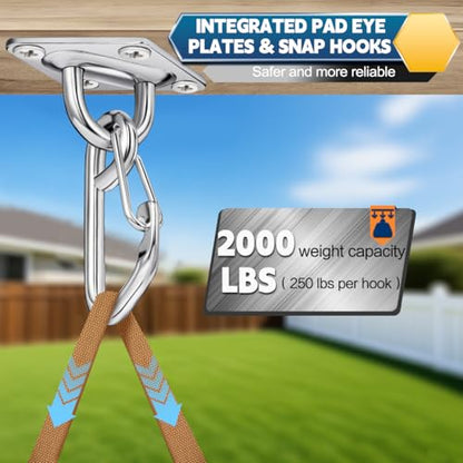 Stainless Steel Pad Eye Hook 8PCS M6 Rhombus Ceiling Hooks and Screws for Hanging Hammock, Plants, String Lights, Canopy, DIY, Porch Swing Hanging Kit, Indoor & Outdoor Use Swing Hooks - style: M6 Rhombus pad eye hooks 8PCS