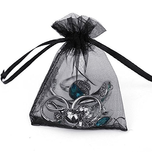 Boshen 100/200PCS Organza Gift Candy Sheer Bags Mesh Jewelry Pouches Drawstring Bulk for Wedding Party Favors Christmas (3" X 4"(200PCS), Black) - color: Black-3" X 4"(200PCS)