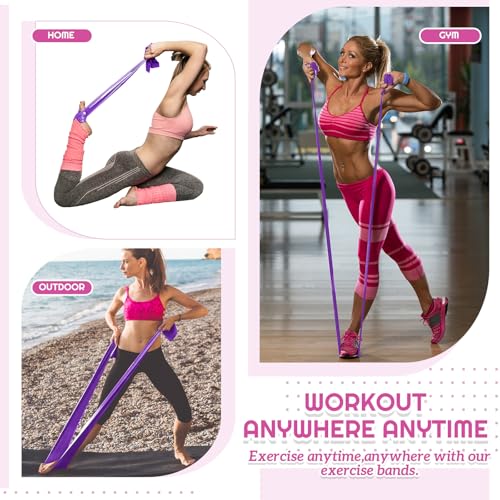 Women Fitness Exercise Equipment Trainer Set Pedal Resistance Band | Leg Arm Thigh Resistance Bands, Women Fitness Workout Equipment, Pedal Resistance Band with Handle, Yoga Pilates Body Fitness - color: Purple