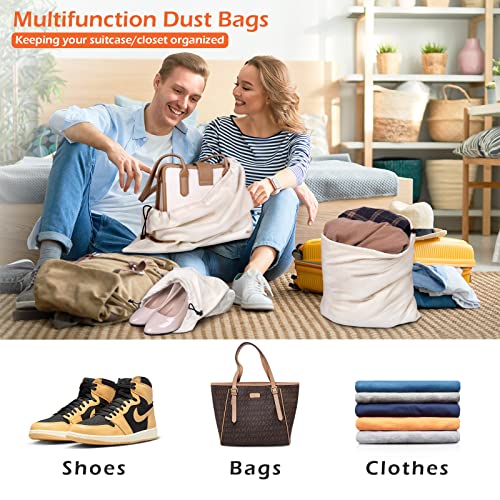 MISSLO Cotton Breathable Dust-proof Drawstring Storage Pouch Bag (Pack 3 XL) - size: XL