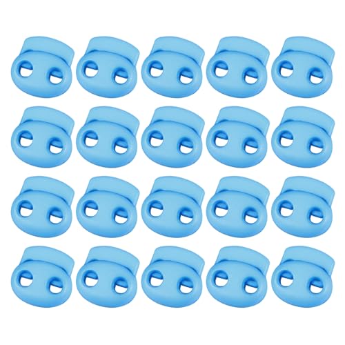uxcell Plastic Spring Cord Locks, 20Pcs Shoe Lace Tie Lock, Double-Hole Slider Toggles Clip End Stopper Fastener for Drawstrings Paracord (Light Blue) - color: Light Blue