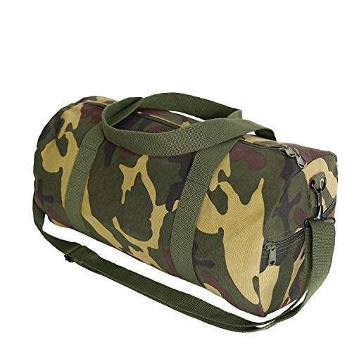 Rothco Heavy-Duty Canvas Shoulder Duffle Bag - Rugged Travel Gym Gear Equipment Bag - color: Woodland Camo, size: 19 Inches