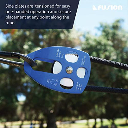 Fusion Climb Strux Aluminum Rescue Side Swing Pulley Blue 34KN… - color: blue