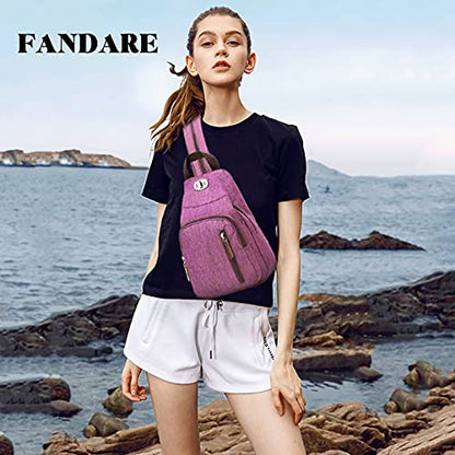 FANDARE Retro Sling Chest Backpack Multipurpose Crossbody Shoulder Bag - color: Purple