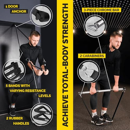 Long Resistance Bands Set, 5 Pull Up Assistance Bands for Working Out | 5 resistance levels, natural latex construction, exercise bands for strength training, stretching and physical therapy - color: Black 3