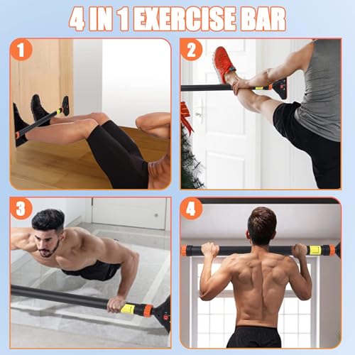 Pull Up Bar, Adjustable Strength Training Bars Without Screw, Adjustable Width Chin Up Bar for Doorway, Max Load 440 Lbs - color: Orange and Black