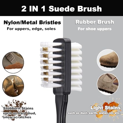 XANGNIER Suede Shoe Cleaner Kit for Birkenstock,3 Pcs Suede & Nubuck Care Set-2-In-1 Shoe Cleaning Brush,Suede Eraser and Glue Eraser for Sandals,Clogs,Leather Footbeds,Boots,Sneaker,Furniture