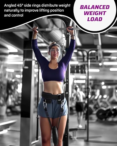 THEFITGUY Women’s Dip Belt for Weighted Dips, Pull-Ups & Belt Squats | Contoured no-pinch dip belt for women’s hips and smaller waists, with buckle closure, 2 straps, and metal hooks