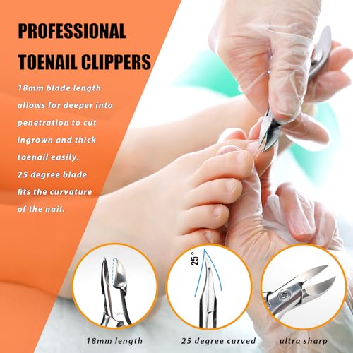 Heavy Duty Podiatrist Toenail Clippers for Thick and Ingrown Nails, Toe Nail Clippers for Men Women Seniors, Stainless Steel 2PCS - size: 2PCS