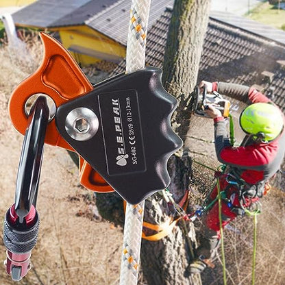 Detachable Climbing Ascender 15kN Rope Grab Ascender, Flip Line Adjuster, Fall Protection Belay Device for Rock Climbing,Tree Arborist/Fit for 11~13 MM Rope - color: Black-undetachable