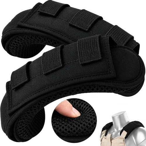 1 Pair Tactical Backpack Shoulder Pads, Thick Shoulder Cushion for Heavy Backpacks Plate Carrier & Rucksack, Fits Straps Up to 2.5", Breathable 3D Mesh, Hook & Loop Fastener, Rucking Hiking & Military