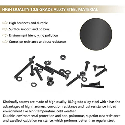 562 Pieces Black M2.5 x 4/6 /8/10 /12/16 /20mm Countersunk Head Socket Cap Screws Nuts Washers Assortment Kit, 10.9 Grade Alloy Steel - size: M2.5, style: Countersunk Head