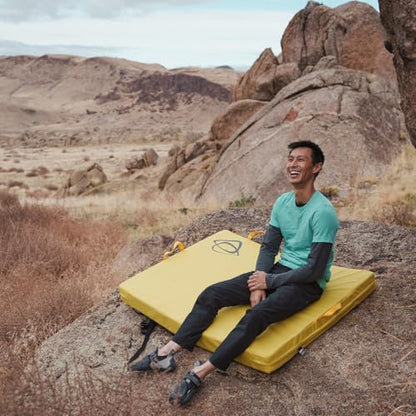 Asana Focus Crash Pad for Bouldering & Climbing - Dual Density Foam with Open/Closed Cell Layering - Deluxe Suspension System - Metal Cam Buckles & High-Vis Handles - 48x36x4